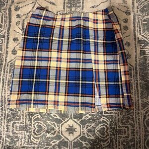 SHEIN Blue and Yellow Plaid Pencil Skirt